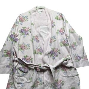 Soft Girl Floral Waffle Knit Robe Pink Purple Women's XL Cottagecore Coquette